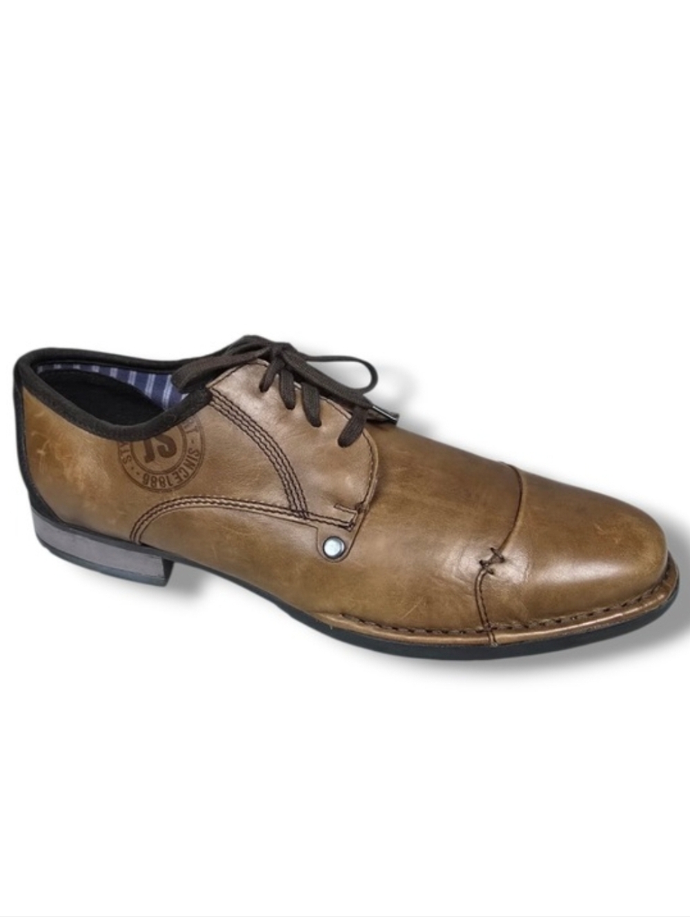 Josef Seibel Mens Tan Leather Lace Up Oxford Shoes Distressed Lug Sole Size 11